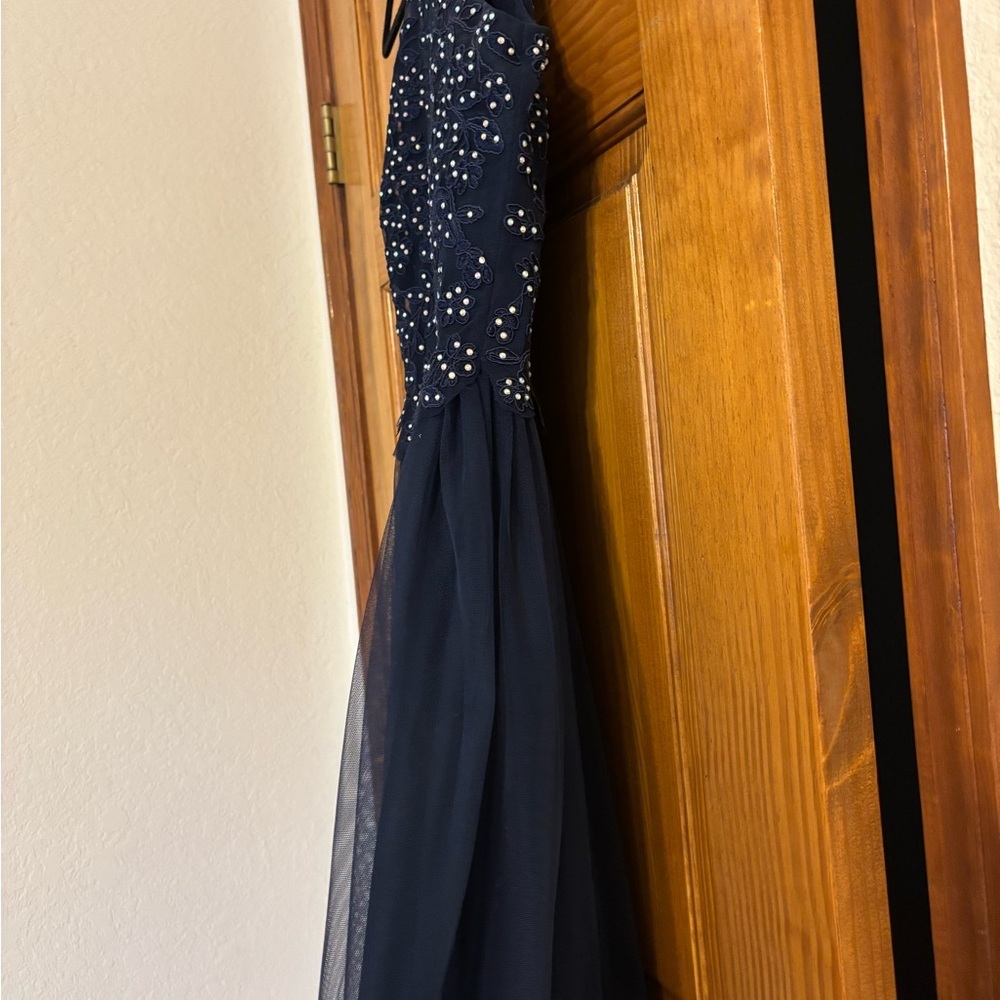 Speechless Halter Dark Blue Evening Gown - Picture 3 of 6